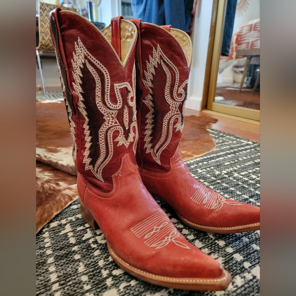 Red Leather cowboy Boots